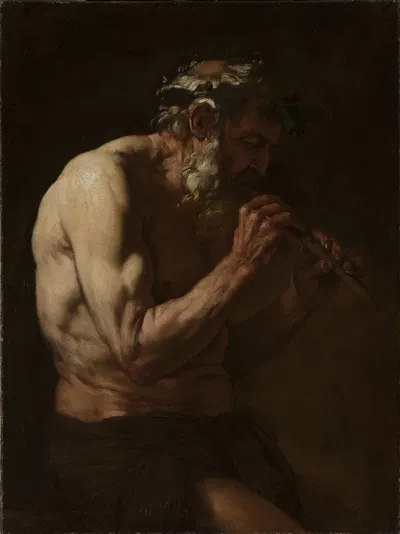 Faun playing the pipe by Иоганн Карл Лот — digital art print download