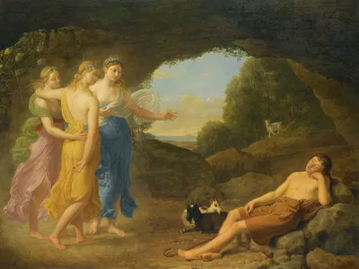 The Dream Of Daphnis In Which The Nymphs Foretell The Safe Return Of Chloe by Joseph François Ducq, 1824 — digital art…