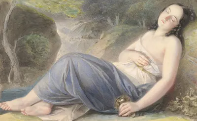 Psyche Asleep in a Landscape by Карл Иосиф Алойс Агрикола, 1837 — digital art print download