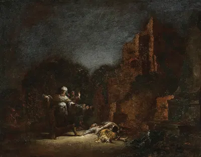 The Discovery of the Bodies of Pyramus and Thisbe by Леонар Брамер — digital art print download