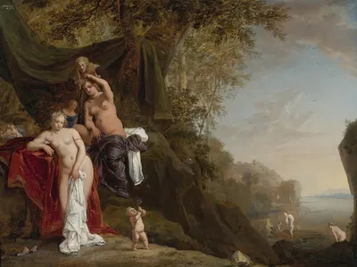 Nymphs Bathing by Бартоломейс Бринберг, 1647 — digital art print download