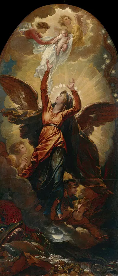 The Woman Clothed with the Sun Fleeth from the Persecution of the Dragon by Benjamin West — digital art print download