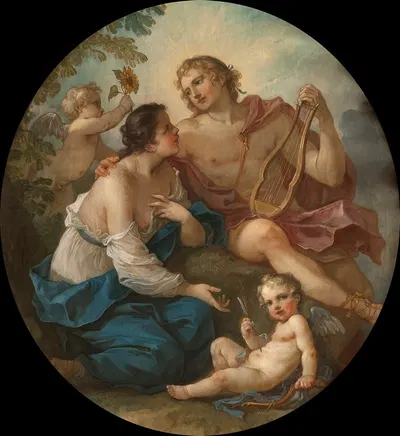 Apollo and Clythia by Шарль-Жозеф Натоир, 1745 — digital art print download