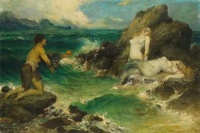 Meerjungfrauen by Ferdinand Leeke, 1900 — digital art print download