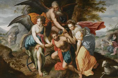 Man Carrying The Burdens Of Time, An Allegory Of The Four Ages Of Man by Jacob De Backer — digital art print download