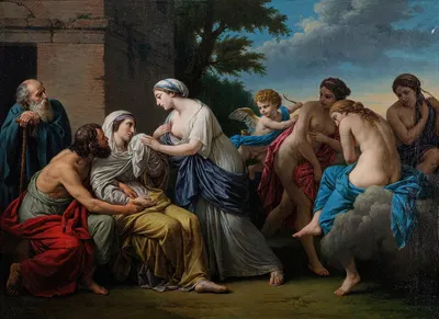 L’Amitié consolant la Vieillesse de la perte de la beauté et du départ des plaisirs by Louis-Jean-François Lagrenée, 1786 —…