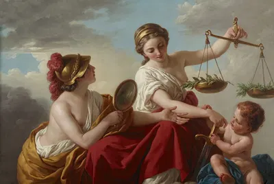 Justice Disarmed by Innocence and Applauded by Prudence by Louis-Jean-François Lagrenée, 1766 — digital art print download
