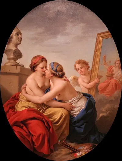 l'unione di pittura e scultura by Louis-Jean-François Lagrenée, 1768 — digital art print download