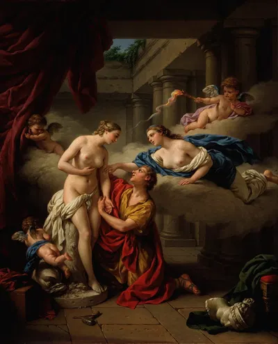 Pygmalion and his statue by Louis-Jean-François Lagrenée, 1777 — digital art print download