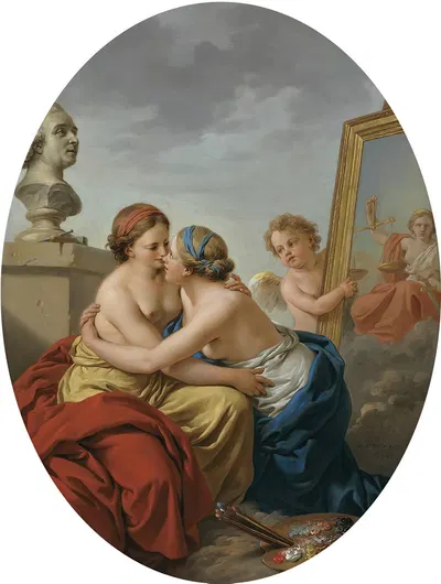 The union of painting and sculpture by Louis-Jean-François Lagrenée, 1768 — digital art print download