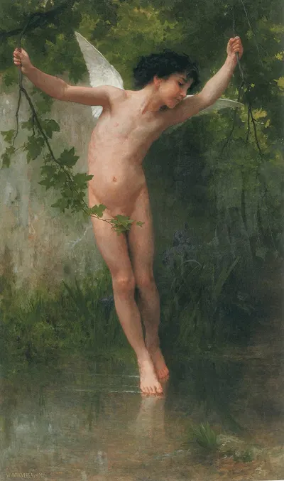 Cupid flying over water by Уильям Бугеро, 1900 — digital art print download