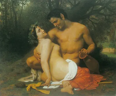 Faun and Bacchante by Уильям Бугеро, 1860 — digital art print download