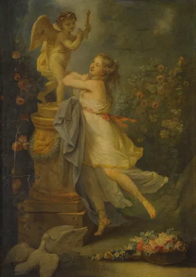 A Young Lady Before A Statue Of Cupid by Antoine-François Callet — digital art print download