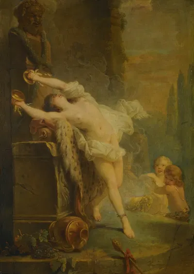 A Bacchante Playing The Cymbols Before A Statue Of Pan by Антуан-Франсуа Калле — digital art print download