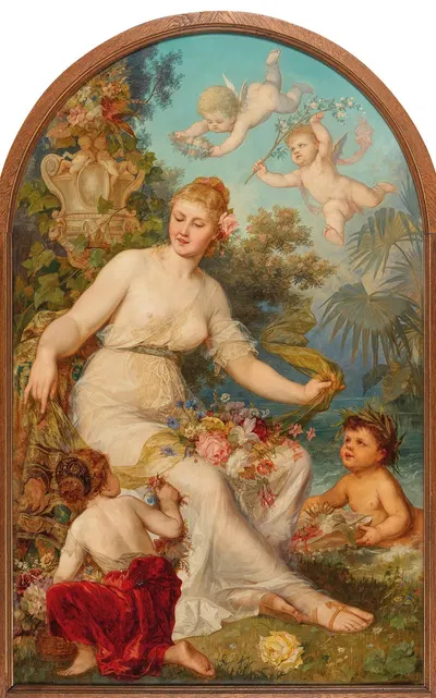 Flora umringt von Putten by Август Эйзенменгер — digital art print download