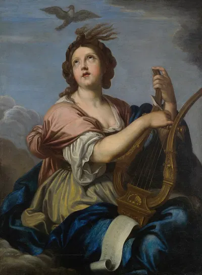 Muse Playing Her Lyre by Болонская школа — digital art print download