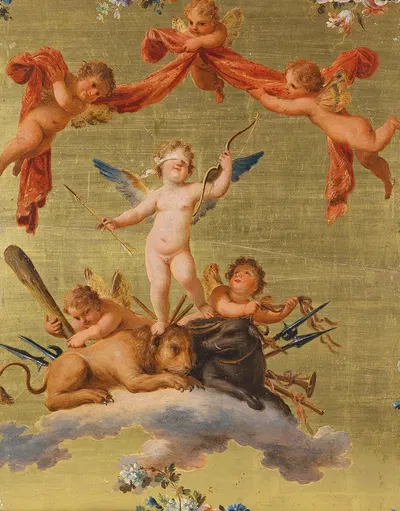 Eros defeats war, strength and ferocity by Fedele Fischetti — digital art print download