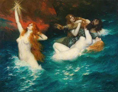 The Rhinemaidens by Фердинанд Лике, 1913 — digital art print download