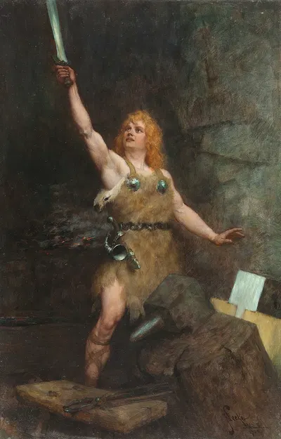 Siegfried in der Schmiede by Фердинанд Лике, 1900 — digital art print download
