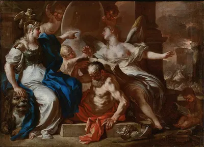 Minerva With Chronos And History; A Study For An Allegory Of The Reign Of The Hapsburgs In Naples by Франческо Солимена —…