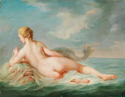 A Naiad lying upon a dolphin by Jacques Charlier — digital art print download