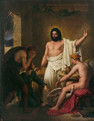 Philémon et Baucis reçoivent Jupiter et Mercure by Joseph-Ferdinand Lancrenon, 1818 — digital art print download