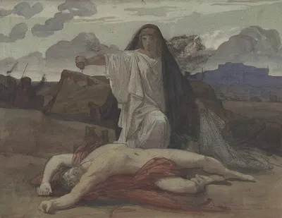 Antigone Gives Token Burial to the Body of Her Brother Polynices by Jules-Eugène Lenepveu — digital art print download