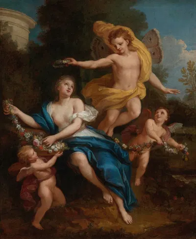 Zephyr Crowning Flora by Louis de Boullogne the Younger, 1702 — digital art print download