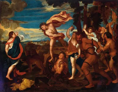 Bacchus and Ariadne by Последователь Тициана — digital art print download