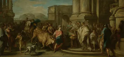 Theseus Taming the Bull of Marathon by Charles-André van Loo — digital art print download