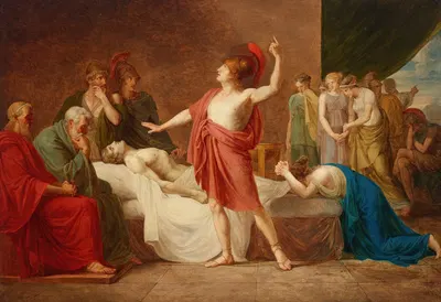 Achilles mourning the death of Patroclus by Круг Жака-Луи Давида — digital art print download
