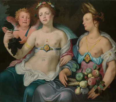 Venus, Cupid and Ceres by Корнелис Корнелисз ван Харлем, 1604 — digital art print download