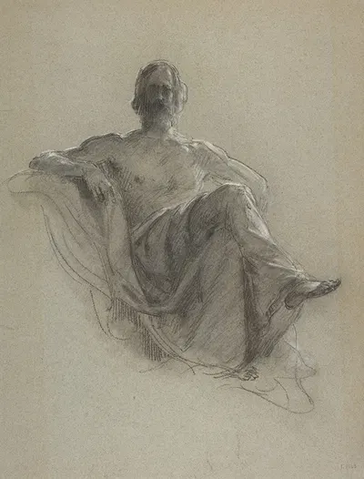 Seated Bearded Man, Nude to the Waist (Jupiter Seated) by Исидор Пильс — digital art print download