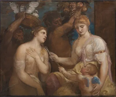 Allegory of Venus and Cupid by Последователь Тициана, c. 1600 — digital art print download