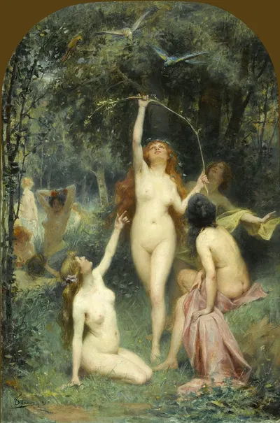 Nymphs In A Forest by Анри Адриен Таню, 1898 — digital art print download