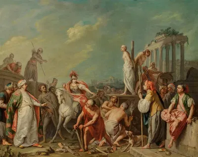 Clorinda Rescuing Olindo and Sophronia by Якопо Амигони — digital art print download