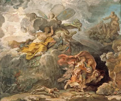 Aeneas and Dido Fleeing the Storm by Жан Бернар Ресто — digital art print download