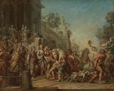 The Departure of Dido and Aeneas for the Hunt by Жан Бернар Ресто, 1772-1774 — digital art print download