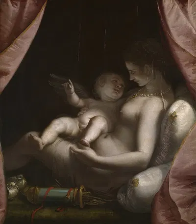 Venus and Cupid by Luca Cambiaso, c. 1570 — digital art print download
