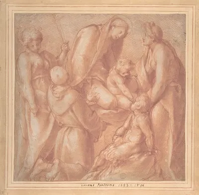 Virgin and Child with Saint Elizabeth, the Infant Baptist, Saint Anthony of Padua, and a Female Martyr by Понтормо (Джакопо…