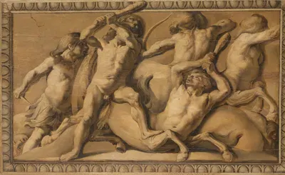Hercules Slays the Centaurs (Jupiter Defeating the Centaurs) by Якоб ван Кампен, 1645 - 1650 — digital art print download