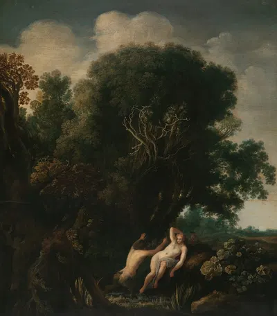 A Bathing Nymph Taken by Surprise by a Satyr by Мойсес ван Уйтенбрук — digital art print download