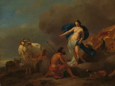 Juno Commanding Argus to Keep Watch on Io by Николаес Питерсз. Берхем, 1655 - 1683 — digital art print download