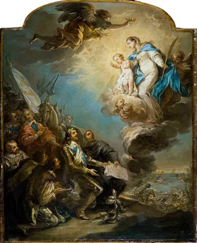 Le Voeu de Louis XIII au siège de la Rochelle (1628) by Шарль-Анри ван Лоо, 1628 — digital art print download