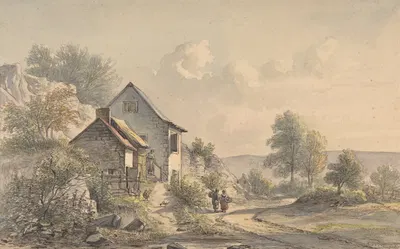Village Scene with Figures by Ян ван Равенсваай — digital art print download