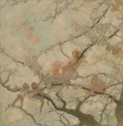 Femme et enfants dans des branchages by Georges Picard, 1929 — digital art print download
