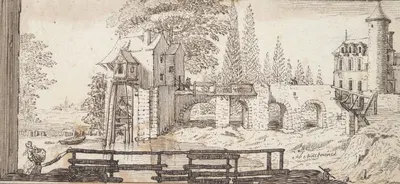 Rustic Scene with Mill and Pond by Jean Chaufourier — digital art print download