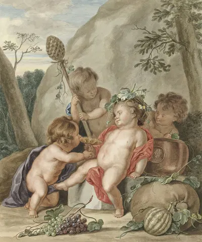 Kinderbacchanaal, after Jacob de Wit by Abraham Delfos, 1751 — digital art print download