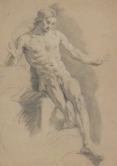 Seated Male Nude by Жан Ресто юный — digital art print download