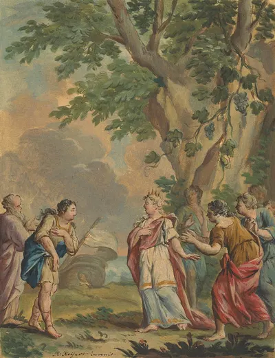 Telemachus en Mentor komen aan bij de nimf Calypso by Rienk Keyert, 1719 - 1775 — digital art print download